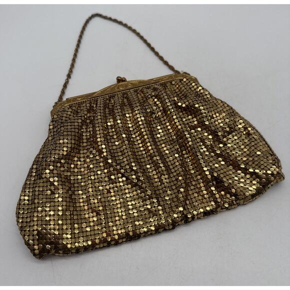 Whiting & Davis Handbags - Vintage Whiting And Davis Gold Mesh Evening Bag Purse Kiss Lock 1950’s As Is See